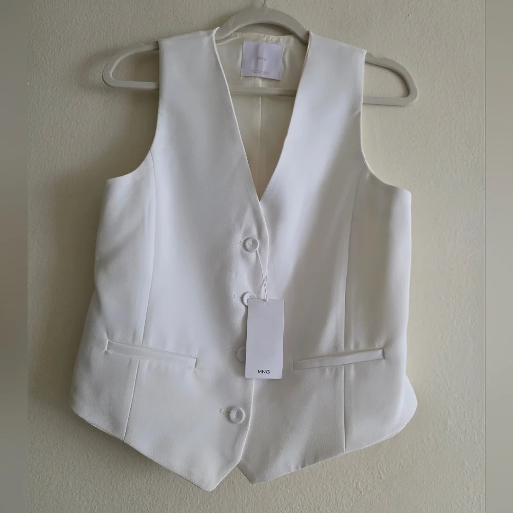 Mango suited Vest With Button off white BNWT - Picture 13 of 16